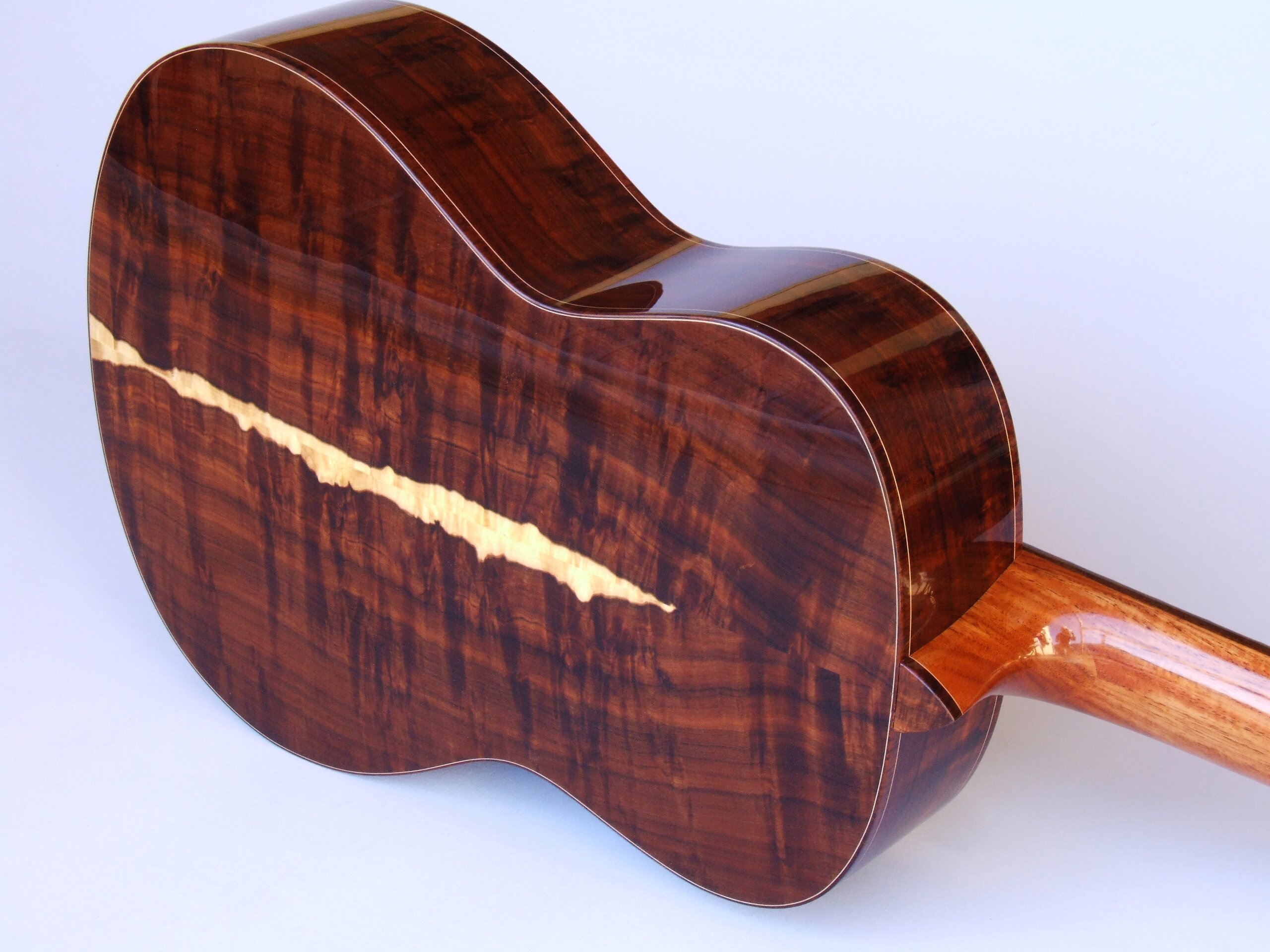 Custom guitars. Classical guitar, gidgee back and sides with sapwood centre